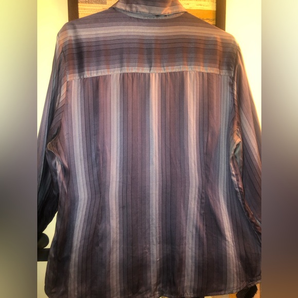 CW Silk Blue Striped Blouse 14 16 - Picture 3 of 6